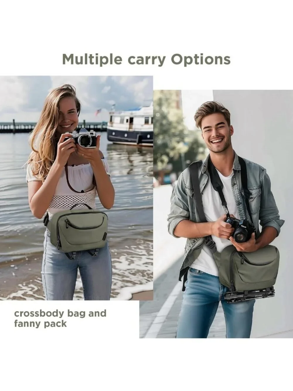 Lightweight Waterproof Camera Sling Bag with Tripod Holder - Crossbody for